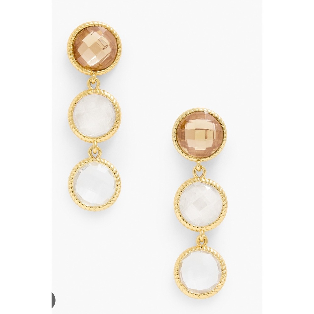 Talbots Gold Tone Multi Stone‎ Crystal Drop Earrings